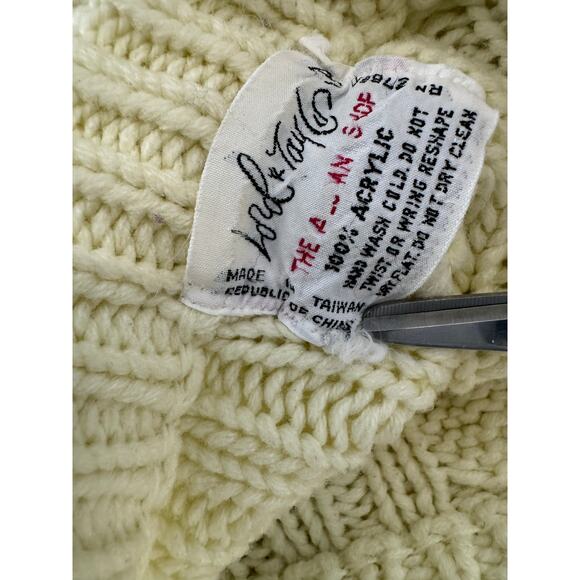 Lord & Taylor Vintage 1960s Men’s Cable Knit Fisherman Acrylic Sweater Large - Picture 9 of 11